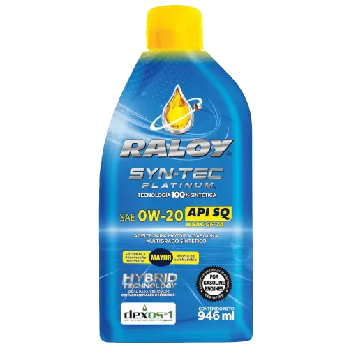 [P12959B] RALOY SYN-TEC PLATINUM SAE 0W-20 API SQ / GF-7A DEXOS GEN 3 (B/946 ML)